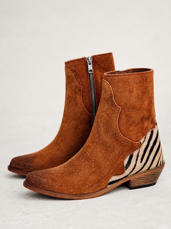 Free People Shoes - Free People Last Outlaw Calf Hair Ankle Boots Zebra Western 37 / US 6.5 Boho